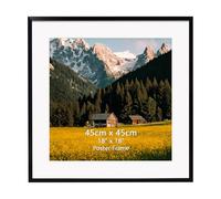 EYMPEU Cadre 45x45cm Noir avec Passe-Partout Vertical/Horizontal, Aluminium | Double Format 45x45/35x35cm pour Photos, Diplômes, Affiches, Décoration Murale/Pêle-Mêle