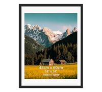 EYMPEU Cadre 45x60cm Noir avec Passe-Partout Vertical/Horizontal, Aluminium | Double Format 45x60/40x50cm pour Photos, Diplômes, Affiches, Décoration Murale/Pêle-Mêle