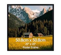 EYMPEU Cadre 50x50cm Noir avec Passe-Partout Vertical/Horizontal, Aluminium | Double Format 50x50/20x25cm pour Photos, Diplômes, Affiches, Décoration Murale/Pêle-Mêle