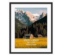 EYMPEU Cadre 50x60cm Noir avec Passe-Partout Vertical/Horizontal, Aluminium | Double Format 50x60/40x50cm pour Photos, Diplômes, Affiches, Décoration Murale/Pêle-Mêle