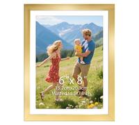 EYMPEU Cadre Photo 15x20 Doré avec Passe-Partout pour Placer 13x18 CM ou 15x20 CM Photo pour Accrocher au Mur ou La Table