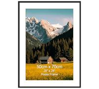 EYMPEU Cadre Photo 50x70 Noir en Alliage d'aluminium avec Passe-Partout pour Placer 40x60CM ou 50x70 CM Photo pour Accrocher au Mur