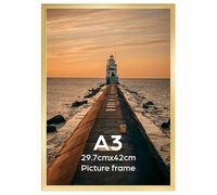 EYMPEU Cadre Photo A3 Doré pour Accrocher au Mur, Cadre 29.7x42CM