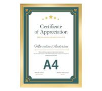 EYMPEU Cadre Photo A4 Doré avec Passe-Partout pour Placer 15x20 CM ou 21x29.7 CM Photo pour Accrocher au Mur ou La Table