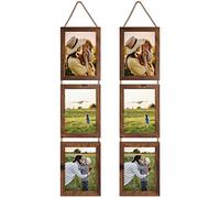 EYMPEU Cadres Photo 13x18 Marron Collage Triple Ensemble Suspendu, 6 Cadres 13x18 Rustique Verticaux pour Afficher Des Photos, Des Postales, Des Affiches