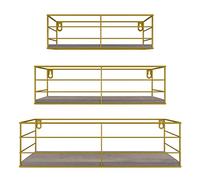 EYMPEU Étagère Murale Or avec Framée Lot de 3, Étagère Flottante pour Chambre, Cuisine et Salle de Bain