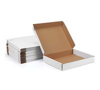 EYMPEU Lot de 20 boîtes d'expédition en carton ondulé blanc de 33 x 25 cm pour emballage, petite entreprise, littérature, courrier