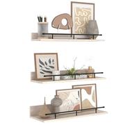 EYMPEU Lot de 3 étagères flottantes beiges avec garde-corps noir, étagères murales à suspendre pour salle de bain, cuisine, chambre à coucher, salon, plantes, cadres photo