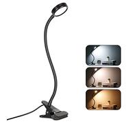EYOCEAN Lampe-Clip Lampe de Bureau à LED à Pince de Lecture Table Lit avec l’Adapteur Luminosité Réglage Soin des Yeux pour le Bureau et le Domicile Flexible à 360° Noire