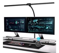 EYOCEAN Lampe de bureau à double tête à pince - 24 W - 80 cm - Lampe lumière du jour de bureau avec télécommande - Lampe de moniteur à intensité variable - Col de cygne - Protection des yeux, Noir
