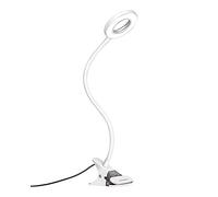 EYOCEAN Lampe de Bureau à Pince 7W Lampe-Clip de Lecture Table Lit à LED avec l’Adapteur Luminosité Réglage Soin des Yeux pour le Bureau et le Domicile Flexible à 360° Blanche