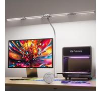 EYOCEAN Lampe de bureau, lampe de bureau avec 4 sources de lumière, 24 W 100 cm, lampe de bureau lumière du jour avec télécommande, lampe de moniteur à intensité variable, lampe de bureau col de cygne