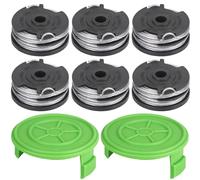 Eyoloty Bobine de fil 29187 8,3 m 1,65 mm compatible avec débroussailleuse sans fil Greenworks 40V G40LT/ G40LTK2/ G40LTK2x/2101507/2101507UA/2101507UC (6 bobines + 2 cache-bobines)