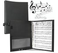 Eyoloty Dossier de musique, dossier de chœur, dossier de chant pour partitions jusqu'à DIN A4, cuir synthétique avec dragonne et 24 pochettes pour partitions, instrumentiste, musicien