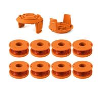 Eyoloty WA0010 Ligne de débroussailleuse 3 m pour Worx WA0004 WG154 WG163 WG160 WG180 WG175 WG155 WG151 Weed Wacker Eater avec Couvercle de Bobine WA0653 GT 5006531 (8 bobines + 2 Capuchons)