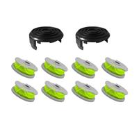 Eyoloty WA0014 Fil de débroussailleuse pour Worx WG168 WG184 WG184.9 WG190 WG191 WG190 WG191 - Recharge automatique avec cache-bouchons WA0037 524577 (8 bobines, 2 capuchons)