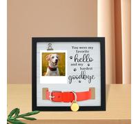 Eyoulife Cadre photo en bois pour chien - 23 x 23 cm - Pour rappel d'animaux de compagnie - Robuste - Avec support de col - Clip photo pour condoléances - Pour propriétaires d'animaux