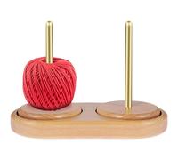 Eyoulife Dérouleur de laine à double émerillon à roulement à billes, support de pelote de laine en bois de hêtre naturel amovible, porte-fil lisse, solide, stable pour les amateurs de tricot