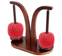 Eyoulife Dérouleur de laine à double émerillon à roulement à billes - Support de pelote de laine en pin naturel amovible - Porte-fil lisse solide et stable pour les amateurs de tricot (couleur rétro)