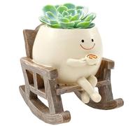 Eyoulife Pots de fleurs avec balançoire, visage qui ne se fissure pas facilement, pot de fleurs, chaise à bascule, avec trou de drainage, pot de fleurs mâle, chaise à bascule, pour décorer, chambre