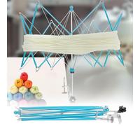 Eyoulife Wollhaspel Forme de parapluie 55 x 42 cm, enrouleur de fil en acier inoxydable, silencieux, enrouleur de parapluie pour laine à monter facilement pour les amateurs de tricot, fil (bleu)