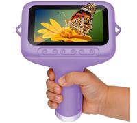 Eyoushow Microscopes pour Enfants, Mini Microscope de Poche Portable pour Petits Enfants avec 3.0" Lupe D'éCran IPS 1000x Agrandissement, 8 LumièRes LED Microscope pour Jouets De Jardin, Violet