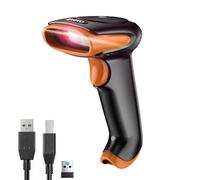Eyoyo Douchette Code Barre 1D 2D QR Code, Lecteur Codes sans Fil 3 en 1 Compatible avec Bluetooth et 2,4 GHz sans Fil et Scanner Codes Filaire USB Portable(Orange)