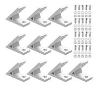 EYPINS 10x Equerres de Fixation 45° 3030 Série pour Profilés Simple Rainure 8 mm Permet de Fixer 2 Profilés à 45° avec 20 Ecrous Coulissants, 20 Rondelles, 20 Vis Filetage M8*16mm, 1 Clé 6mm