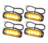 EYPINS 4X Feux de Pénétration à 4 LEDs 12/24V Gyrophare LED Orange Feux Flash Voyant d’Alarme Urgence Strobe Clignotants Auto IP65 ECE pour Van Camion Tractopelle Chariot à Fourche Tracteur