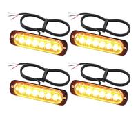EYPINS 4X Feux de Pénétration à 6 LEDs Orange Etanche IP65 pour Véhicules avec Adaptateur de Cigarette/Prise Allume-Cigare 12/24V - pour Véhicules d'Urgence, Tractopelle, Chariot à Fourche, Dépanneuse