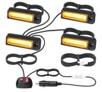 EYPINS 4X Feux de Pénétration LED COB 9cm 32W IP65 pour Véhicules avec Adaptateur de Cigarette/Prise Allume-Cigare 12/24V - 18 Modes Flash pour Van, Camion, Remorque, Homologation CE ROHS FCC