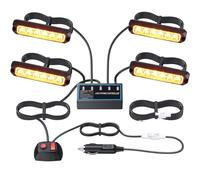 EYPINS 4X6 LEDs Feux de Pénétration IP68 12/24V Gyrophare LED Orange Feux Flash Avant Voyant d’Alarme Urgence Strobe Clignotants Auto Allume Cigare 2M pour Remorque Caravane Van Camion Camping-Car