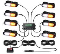 EYPINS 8X 12 LED Feu Clignotant Avant 30 Modes Lumière d'Avertissement Stroboscope Llignotant LED Orange 48W IP65 12/24V pour Camion Tracteur Véhicule Avertissement d'Urgence | E-mark E9 Orange