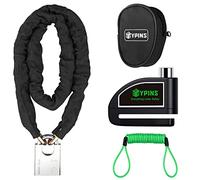 EYPINS Antivol Moto Kit Bloque-Disque Alarme Moto + l'Antivol à Chaîne Cadenas Gaine, 110dB Sirène d'Alarme 10 Secondes Etanche IP06 pour Frein à Disque ≤ 7 mm Moto Vélo Scooter Trottinette