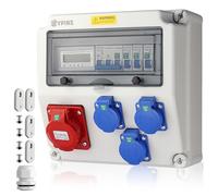 EYPINS Boîte de Prise Étanche Répartiteur de Courant Mural LS,Conception Compacte,3 Prises Schuko + CEE,Résistance IP66,Idéale pour Chantier,Garage et Jardin