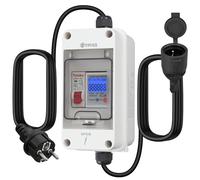 EYPINS Compteur d'Énergie Portable Étanche IP65 avec Interrupteur Wattmètre de Prise avec Mémoire,Surveillance Temps Réel 80A 3680W,Câbles 2x1.5m H07RN-F VDE pour Camping-Car,Maison,Extérieur