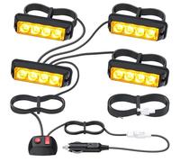 EYPINS Feux de Pénétration 4 LEDs 16W IP65-18 Modes Flash - Avertisseur d'Urgence ECE Homologué pour Remorque Caravane Van Camion