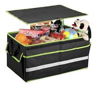 EYPINS Organiseur de coffre de voiture avec couvercle pliable, multi-compartiments, étanche, bandes réfléchissantes pour voitures, SUV, camionnettes (55 x 32,5 x 28 cm)