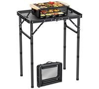 EYPINS Petite table de gril pliable - Table de barbecue d'extérieur légère et portable en aluminium avec 3 hauteurs réglables max 70 cm pour le camping, le pique-nique, le barbecue, noir, 57 x 40 cm