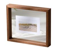 EYRMQWJPC Cadre Photo en Bois Acrylique, Cadre Photo Flottant Double Face en Verre Transparent, herbier for spécimens, Photos, Multicolore, Plusieurs Tailles(Wood Grain Color,Square 7 inches)