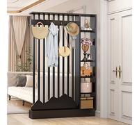 EYRMQWJPC Colonne de séparation métallique, Cloison de séparation autoportante avec Porte-Manteau et étagères Multicolores, Plusieurs Tailles(Black-1 L120cm/47.2in)