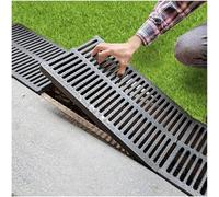 EYRMQWJPC Couvercle de Regard, Couvercle de vidange extérieur carré en Plastique polymère, Grille Noire, 50x(10-50) x(2-3) cm, 2 pièces(50x10x2cm/19 3/4"x4"x3/4")