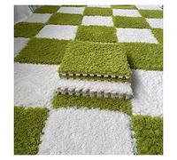 EYRMQWJPC Dalles de Moquette imbriquées en Peluche Interlocking Foam Carpet Tiles Pack of 50 12x12x0.4 inch Multicolor(Green White)