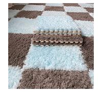 EYRMQWJPC Dalles de Moquette imbriquées en Peluche Interlocking Foam Carpet Tiles Pack of 50 12x12x0.4 inch Multicolor(Blue+Gray)