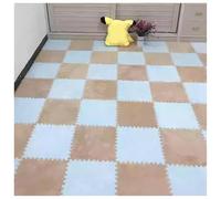 EYRMQWJPC Dalles de Moquette imbriquées en Peluche Pack of 36 12x12x0.4in Plush Carpet Interlocking Foam Puzzle Floor Mat Multicolor(Apricot+Blue)