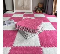 EYRMQWJPC Dalles de Moquette imbriquées en Peluche Plush Foam Puzzle Interlocking Carpet Tiles Pack of 20 Multicolor 30x30x1cm(Red+White)
