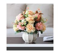 EYRMQWJPC Décoration de la Maison Bouquets de Fleurs avec Vase en céramique décoratif for la Maison, Le Bureau ou Le Mariage. Plantes artificielles