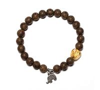 EYRMQWJPC Des bracelets, Bracelet en bois d'agar avec pendentif éléphant argent 925 8 mm, prière et yoga