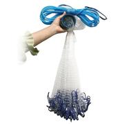 EYRMQWJPC Filet maillant de pêche en Nylon coulé à la Main Filet de pêche à Lancer à la Main avec Plomb en Fer galvanisé, monofilament en Nylon, 2,4 à 7,2 m(5.4m Steel Sinker)
