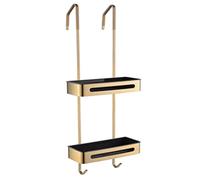 EYRMQWJPC Filtre de Tuyau en Acier Inoxydable, Organiseur de Porte en Acier Inoxydable avec Crochets et Panier de Rangement Multicolore(Gold a)